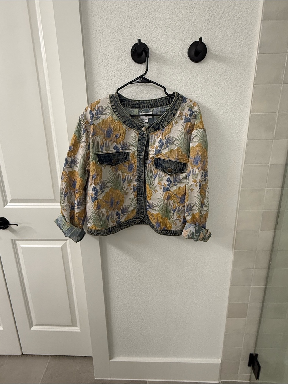 Floral Quilted Crop Jacket - Yellow & Green